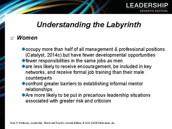 Understanding the Labyrinth ÷ Women ®occupy more than half of all management & professional