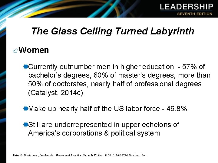 The Glass Ceiling Turned Labyrinth ÷Women ®Currently outnumber men in higher education - 57%