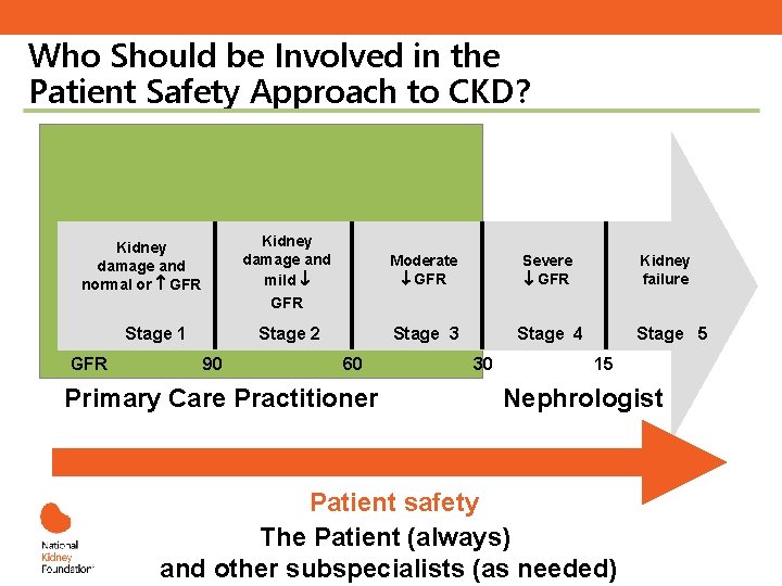 Who Should be Involved in the Patient Safety Approach to CKD? Kidney damage and
