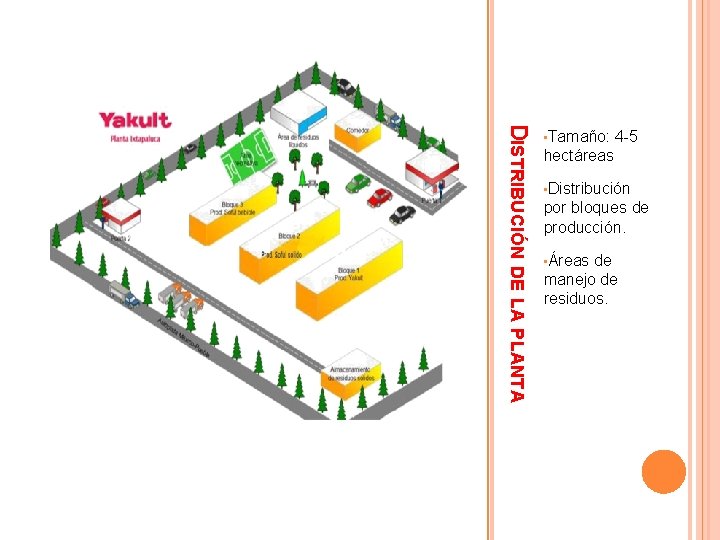 DISTRIBUCIÓN DE LA PLANTA • Tamaño: 4 -5 hectáreas • Distribución por bloques de DISTRIBUCIÓN DE LA PLANTA • Tamaño: 4 -5 hectáreas • Distribución por bloques de
