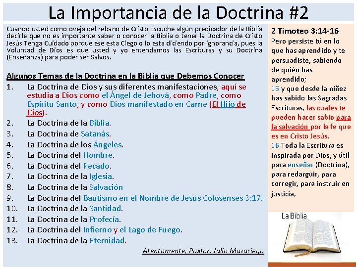 La Importancia de la Doctrina #2 Cuando usted como oveja del rebano de Cristo