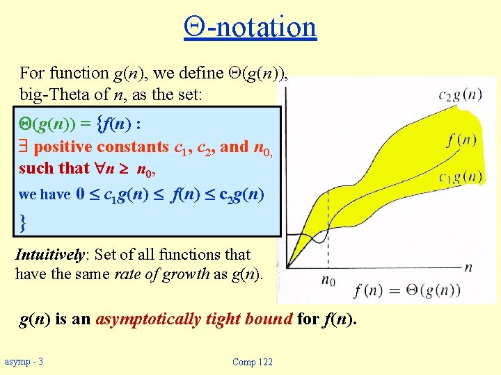  -notation For function g(n), we define (g(n)), big-Theta of n, as the set: