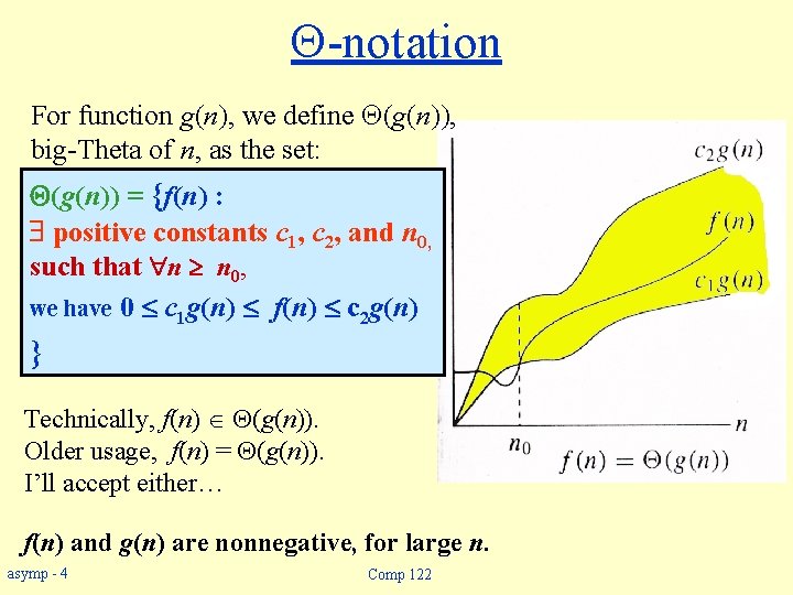  -notation For function g(n), we define (g(n)), big-Theta of n, as the set: