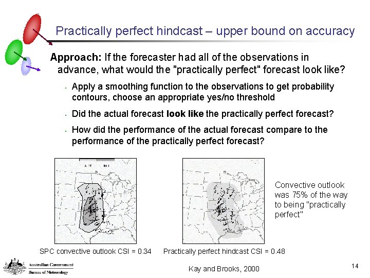 Practically perfect hindcast – upper bound on accuracy Approach: If the forecaster had all
