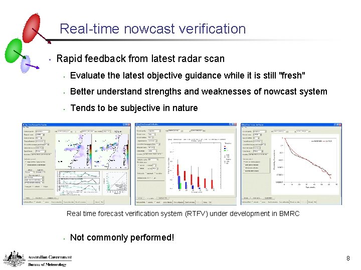 Real-time nowcast verification • Rapid feedback from latest radar scan • Evaluate the latest