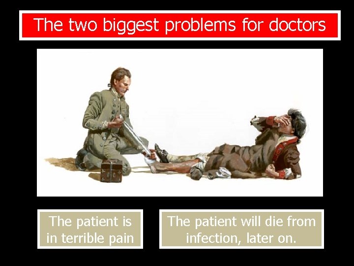 The two biggest problems for doctors The patient is in terrible pain The patient