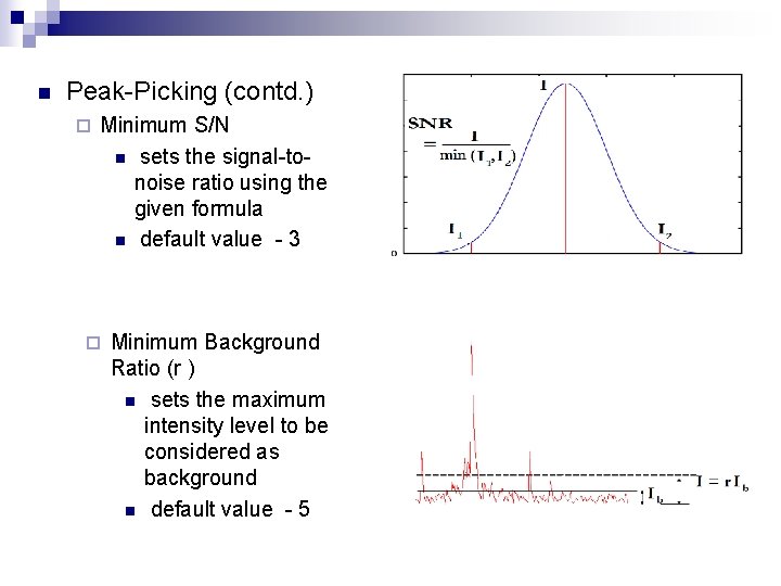 n Peak-Picking (contd. ) ¨ Minimum S/N n sets the signal-tonoise ratio using the