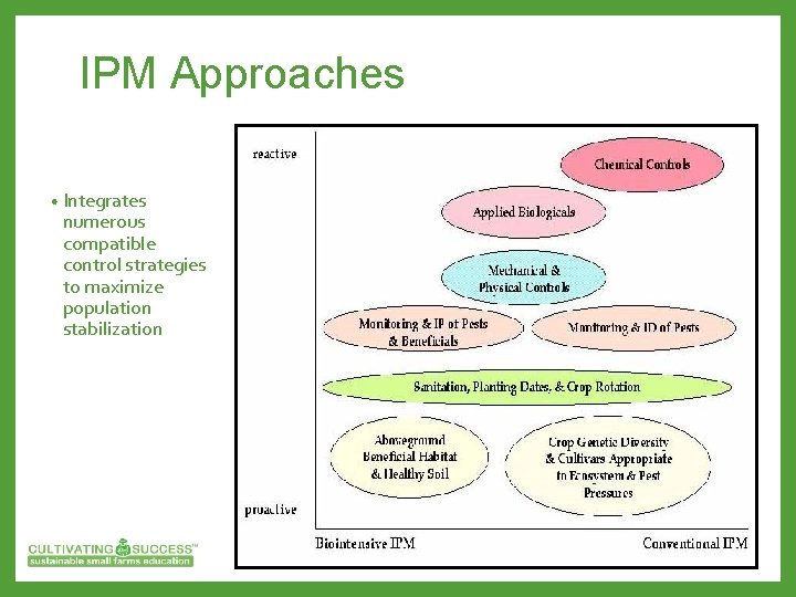 IPM Approaches • Integrates numerous compatible control strategies to maximize population stabilization 