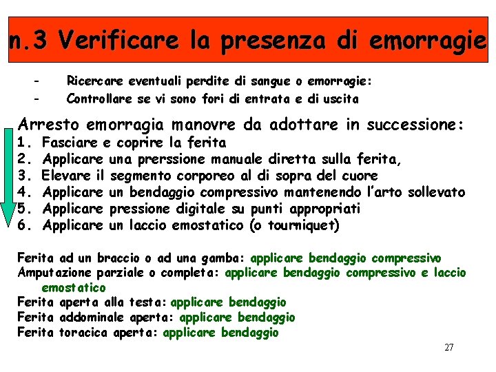 n. 3 Verificare la presenza di emorragie - Ricercare eventuali perdite di sangue o