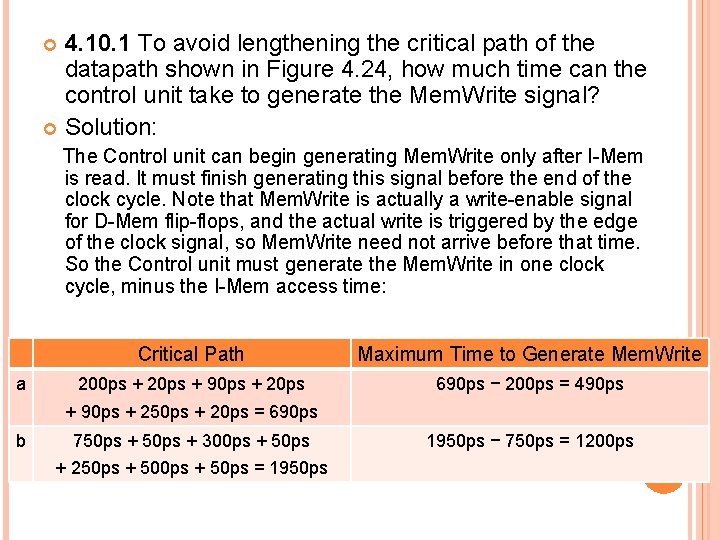4. 10. 1 To avoid lengthening the critical path of the datapath shown in