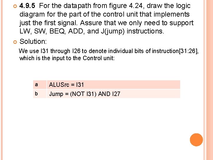 4. 9. 5 For the datapath from figure 4. 24, draw the logic diagram