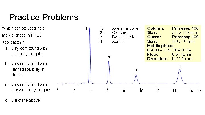 Practice Problems Which can be used as a mobile phase in HPLC applications? a.