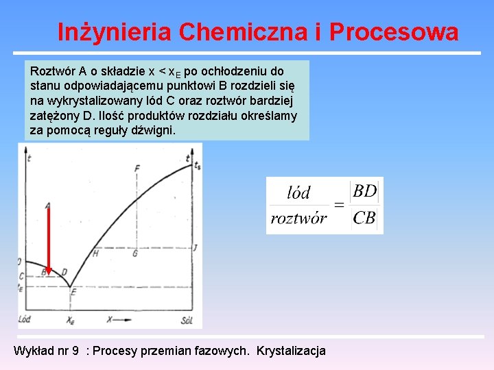 Inżynieria Chemiczna i Procesowa Roztwór A o składzie x < x. E po ochłodzeniu