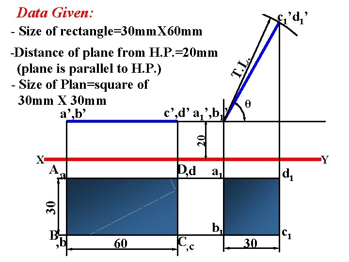 Data Given: c 1’d 1’ - Size of rectangle=30 mm. X 60 mm T.