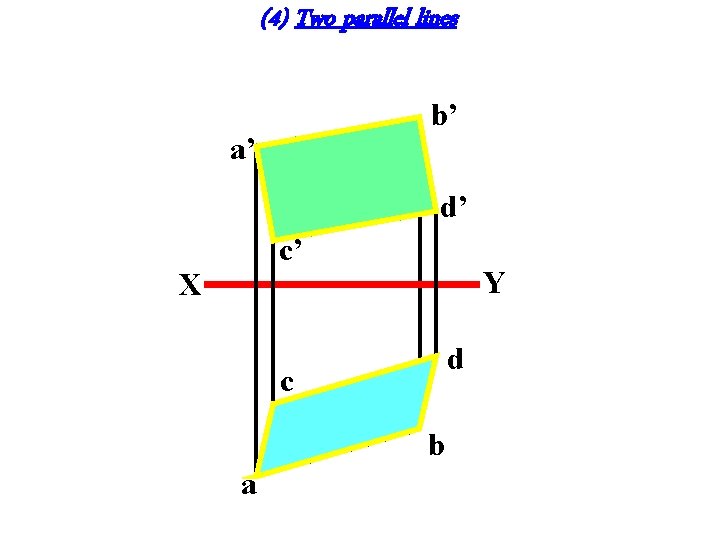 (4) Two parallel lines b’ a’ d’ c’ X Y d c b a