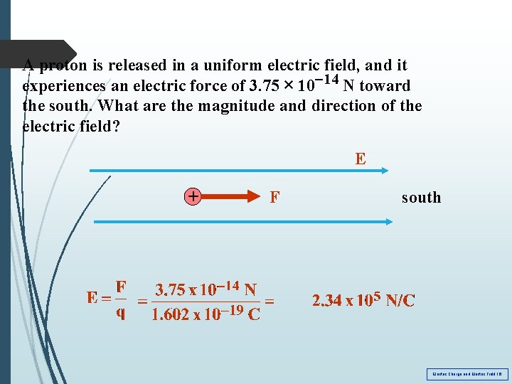 A proton is released in a uniform electric field, and it experiences an electric