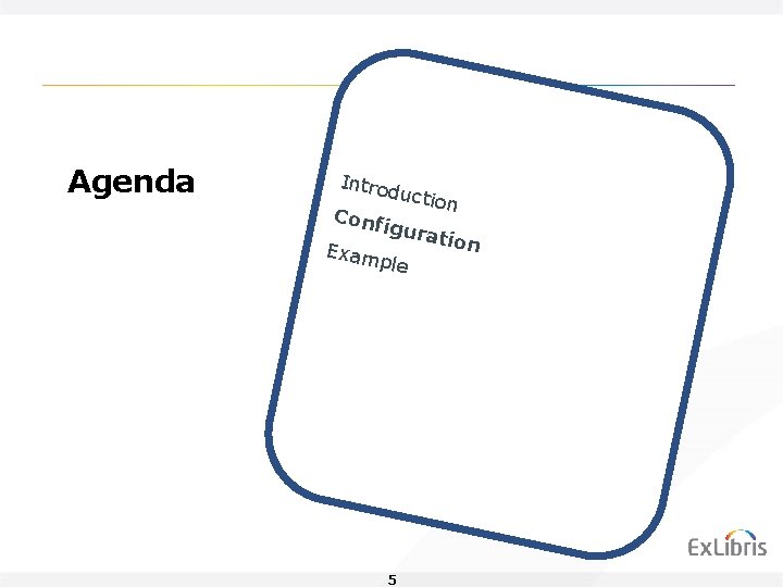 Agenda Intro ducti on Conf igura tion Exam ple 5 