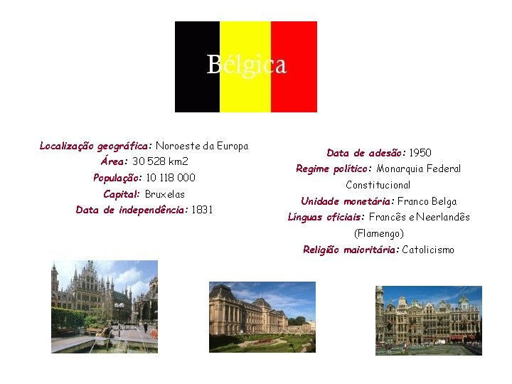 Localização geográfica: Noroeste da Europa Área: 30 528 km 2 População: 10 118 000