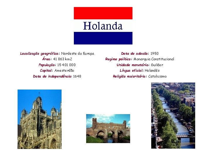 Localização geográfica: Nordeste da Europa Data de adesão: 1950 Área: 41 863 km 2