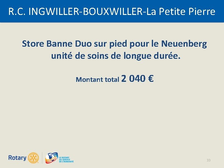 R. C. INGWILLER-BOUXWILLER-La Petite Pierre Store Banne Duo sur pied pour le Neuenberg unité