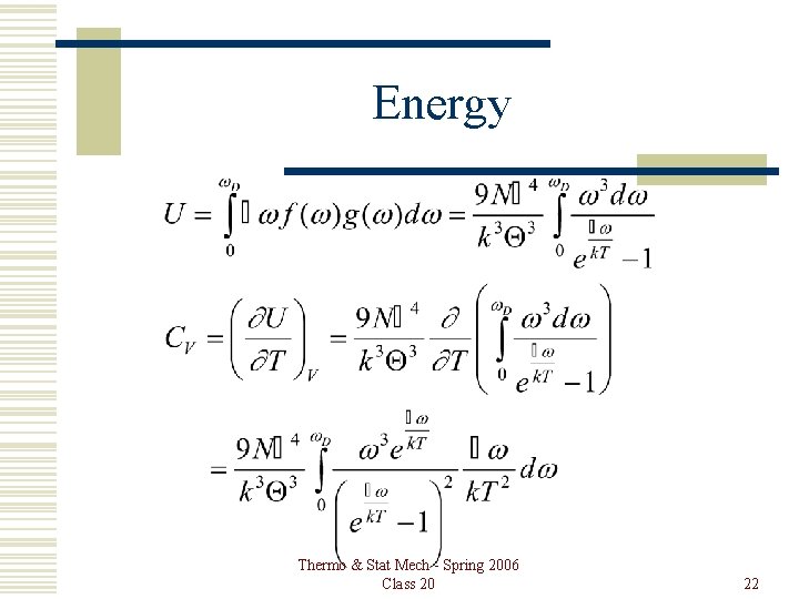 Energy Thermo & Stat Mech - Spring 2006 Class 20 22 