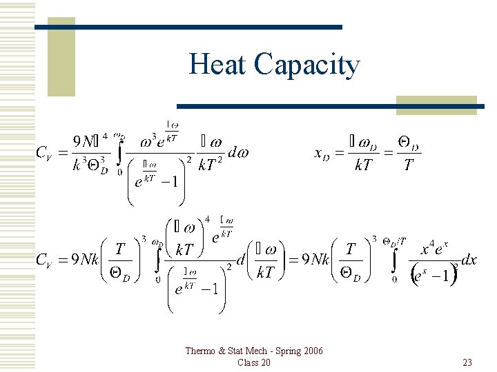 Heat Capacity Thermo & Stat Mech - Spring 2006 Class 20 23 