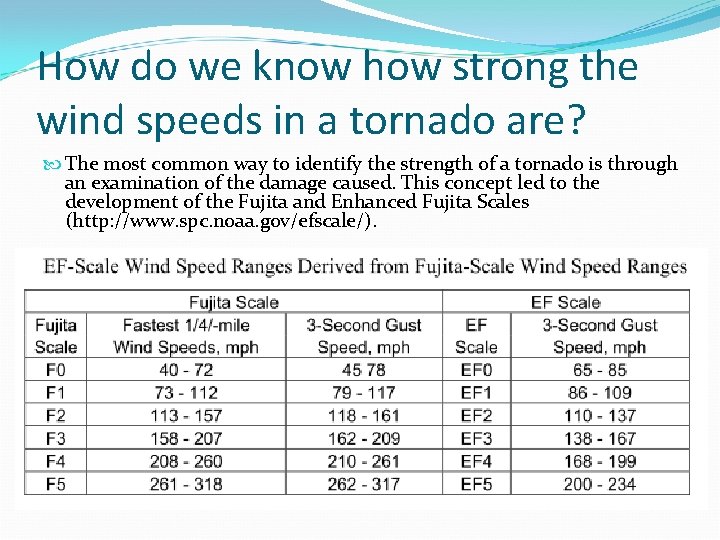 How do we know how strong the wind speeds in a tornado are? The How do we know how strong the wind speeds in a tornado are? The