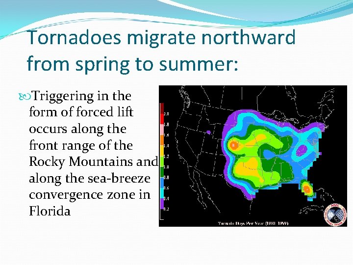 Tornadoes migrate northward from spring to summer: Triggering in the form of forced lift Tornadoes migrate northward from spring to summer: Triggering in the form of forced lift