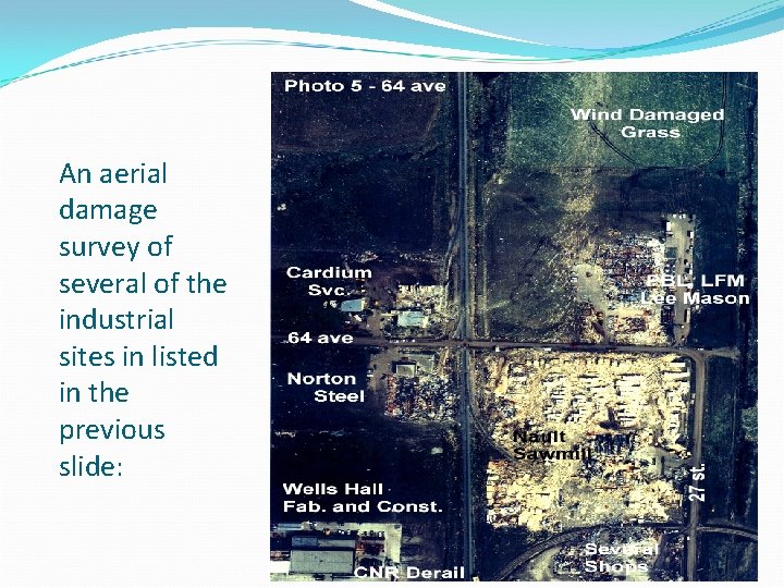 An aerial damage survey of several of the industrial sites in listed in the An aerial damage survey of several of the industrial sites in listed in the