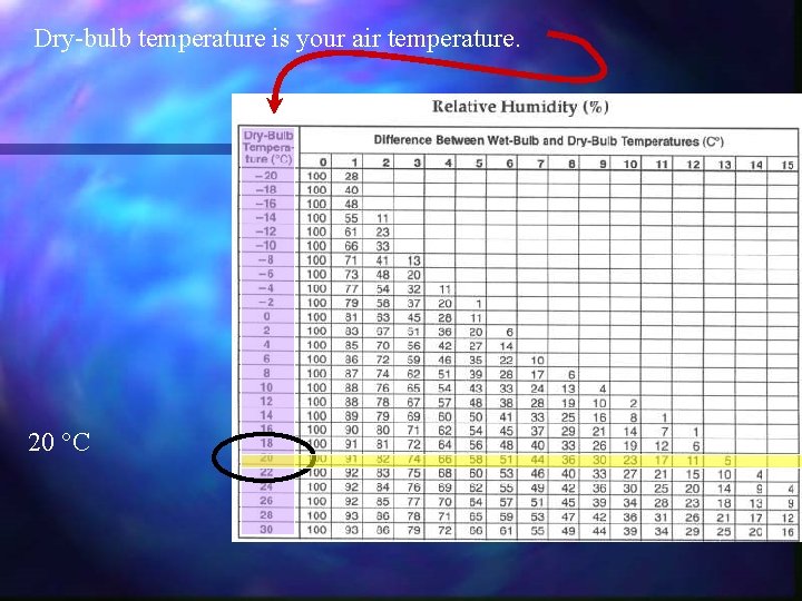Dry-bulb temperature is your air temperature. 20 °C 