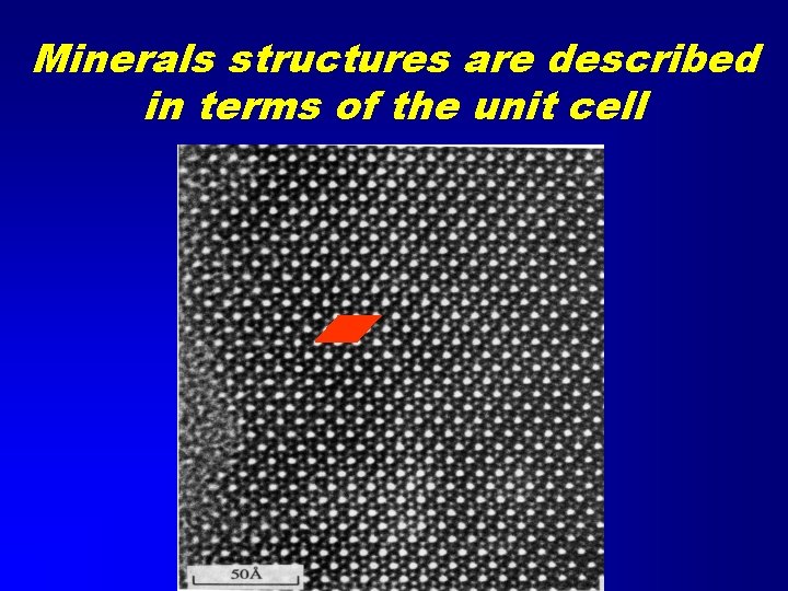 Minerals structures are described in terms of the unit cell 