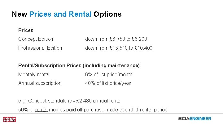 New Prices and Rental Options Prices Concept Edition down from £ 6, 750 to
