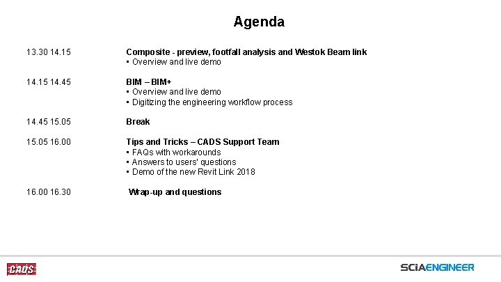 Agenda 13. 30 14. 15 Composite - preview, footfall analysis and Westok Beam link