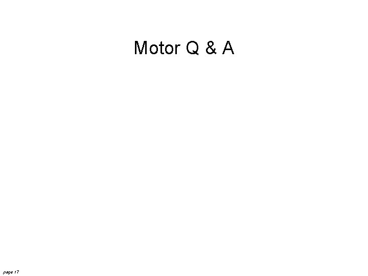 Motor Q & A page 17 