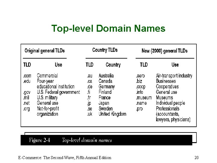 Top-level Domain Names E-Commerce: The Second Wave, Fifth Annual Edition 20 