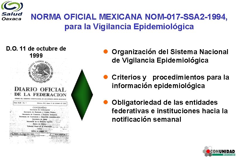 NORMA OFICIAL MEXICANA NOM-017 -SSA 2 -1994, para la Vigilancia Epidemiológica D. O. 11