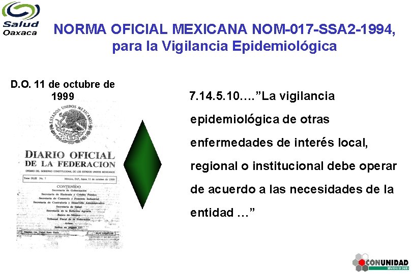 NORMA OFICIAL MEXICANA NOM-017 -SSA 2 -1994, para la Vigilancia Epidemiológica D. O. 11