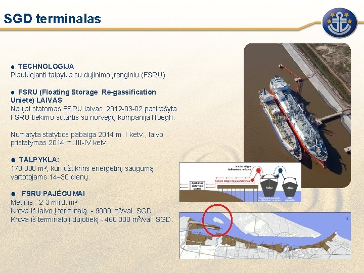 SGD terminalas TECHNOLOGIJA Plaukiojanti talpykla su dujinimo įrenginiu (FSRU). FSRU (Floating Storage Re-gassification Uniete)