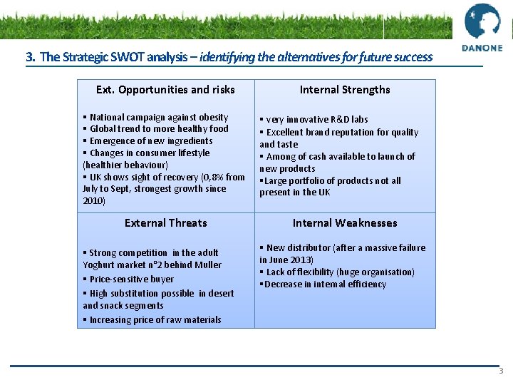 ? ? ? Consultants 3. The Strategic SWOT analysis – identifying the alternatives for