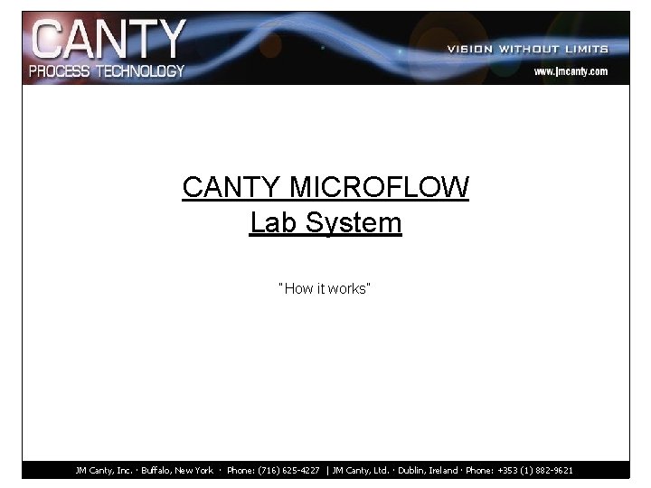 CANTY MICROFLOW Lab System “How it works” JM Canty, Inc. · Buffalo, New York