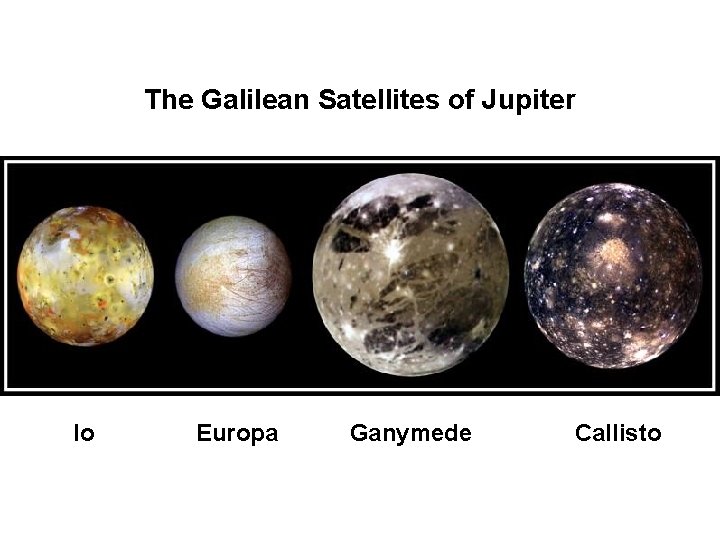 The Galilean Satellites of Jupiter Io Europa Ganymede Callisto 