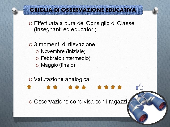 GRIGLIA DI OSSERVAZIONE EDUCATIVA O Effettuata a cura del Consiglio di Classe (insegnanti ed