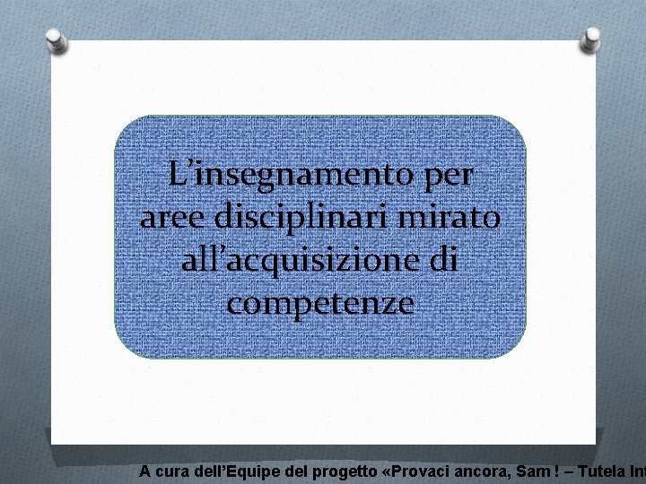 L’insegnamento per aree disciplinari mirato all’acquisizione di Savigliano, 19 aprile 2013 competenze A cura