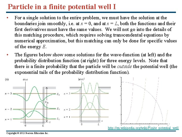 Particle in a finite potential well I • For a single solution to the