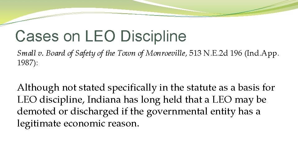 Cases on LEO Discipline Small v. Board of Safety of the Town of Monroeville,