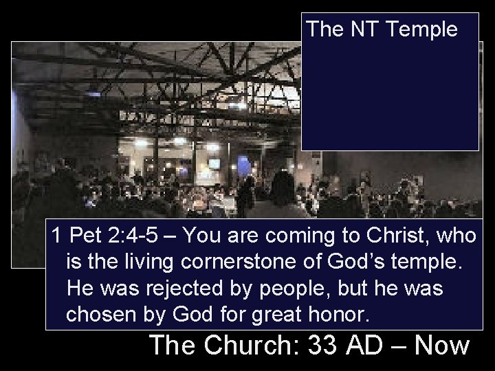 The NT Temple 1 Pet 2: 4 -5 – You are coming to Christ,