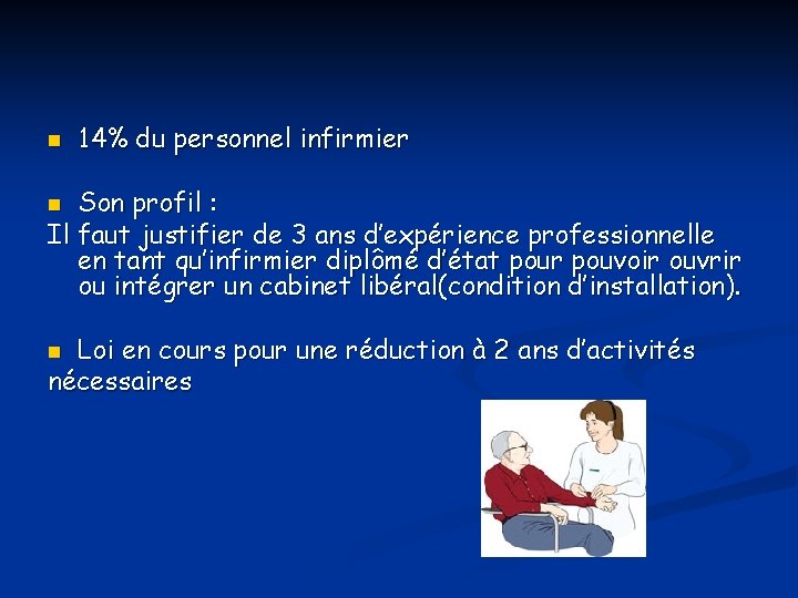 n 14% du personnel infirmier Son profil : Il faut justifier de 3 ans