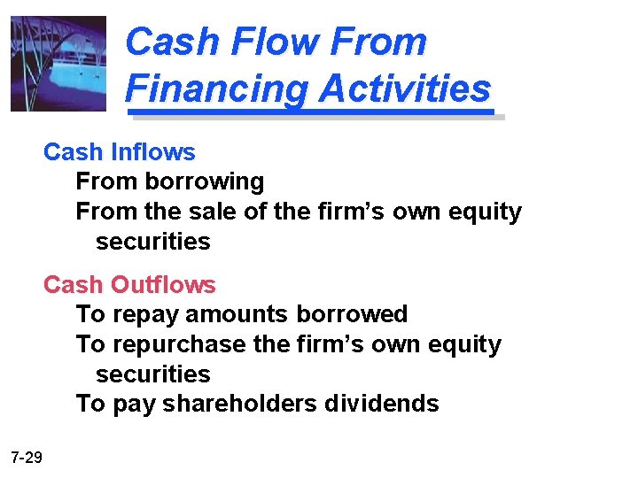 Cash Flow From Financing Activities Cash Inflows From borrowing From the sale of the