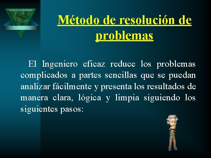 Método de resolución de problemas El Ingeniero eficaz reduce los problemas complicados a partes