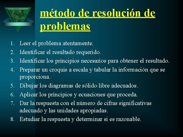 método de resolución de problemas 1. Leer el problema atentamente. 2. Identificar el resultado
